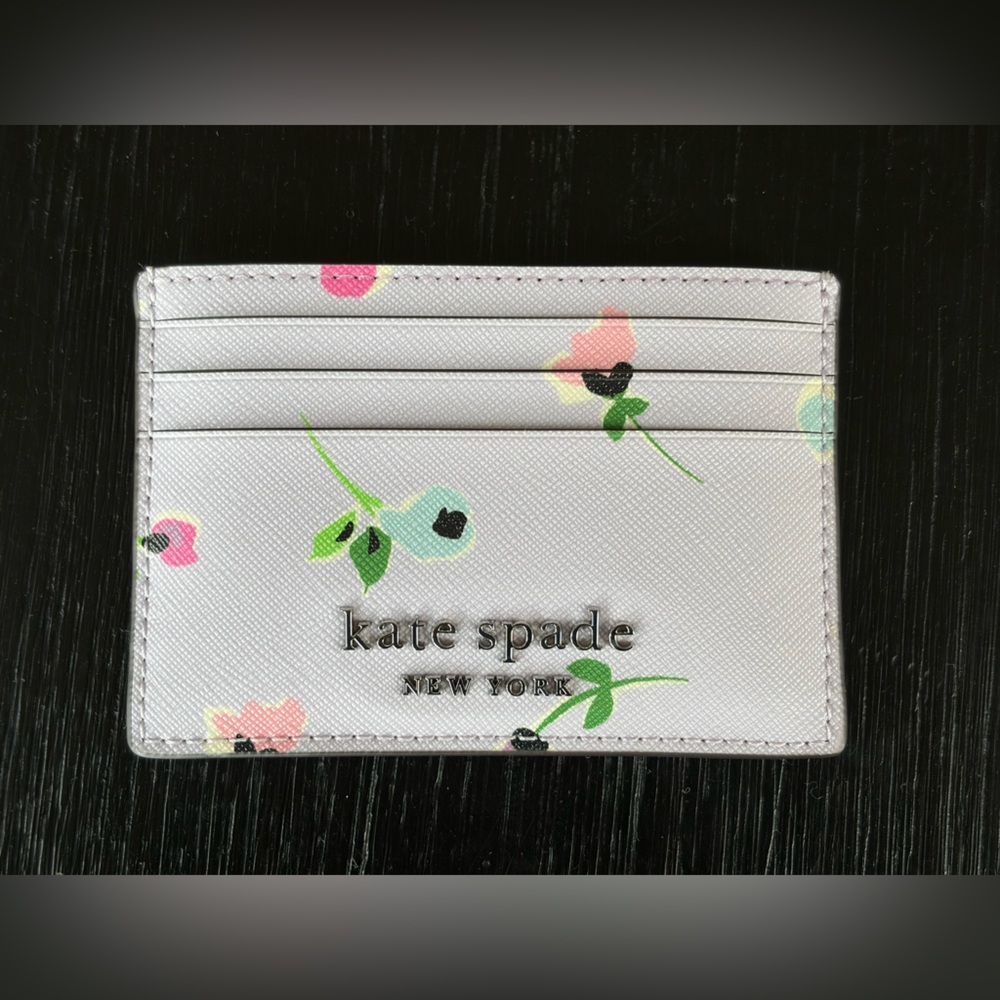 Kate Spade Floral Card Holder Lavendar with Floral Accents